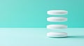 Stack of white disks on a blue background Royalty Free Stock Photo