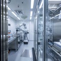 Advanced Robotic System in a Modern Cleanroom Laboratory Royalty Free Stock Photo