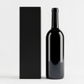 A sleek black wine bottle standing next to a black rectangular box on a white background isolated on transparent background Royalty Free Stock Photo