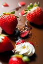 Strawberries and chocolate slur generated by ai Royalty Free Stock Photo