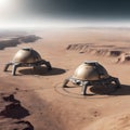 Futuristic Domes on Desert Terrain in Alien World Setting