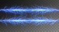 Powerful blue electric arcs discharge horizontally Royalty Free Stock Photo