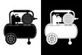 Portable Air Compressor Icons - Black and White Silhouettes Royalty Free Stock Photo