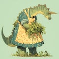 Hadrosaur Gardener - A Whimsical Wildlife Moment