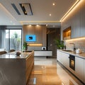 Elegant Modern Kitchen Interior with Smart Home Devices Royalty Free Stock Photo