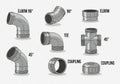 Illustration of diagram of plumbing fittings and joints isolated on white background Royalty Free Stock Photo