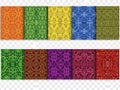 Collection of colorful patterned squares in various hues Royalty Free Stock Photo