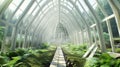 Lush Greenhouse Overflowing with Plants and Ferns