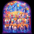 Charming Stained Glass Penguin Window