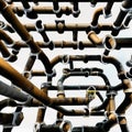 Interconnected Network of Pipes. Generative AI.