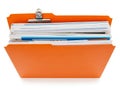 Organized documents in orange folder Royalty Free Stock Photo