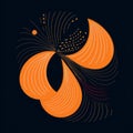 Orange Organic Shapes: Mid-century Illustration With Calligraphic Elegance