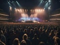 Panoramic View of the Stadium Crowded with Rock Fans