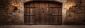An Image Showcasing Wooden Doors Within A Medieval Castle Setting Royalty Free Stock Photo