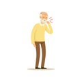 Male Character Old Coughing Colourful vector Toon Cute Illustration Royalty Free Stock Photo