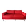 Red Modern Two-Seater Sofa with Chrome Legs on White Background image stock Royalty Free Stock Photo