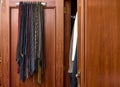 Wardrobe with several colored ties