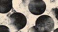 Abstract black and white halftone circles overlap on a textured light beige background Royalty Free Stock Photo