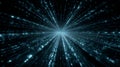 Abstract Data Stream with Glowing Light Particles Forming High Speed Digital Motion and Deep Perspective Technology Royalty Free Stock Photo