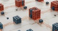 abstract interconnected cube network rendering Royalty Free Stock Photo