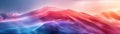 The image shows a beautiful mountain landscape with a gradient of purple, blue and pink colors