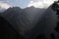 The Play of light at the mountain peaks at Auli, India