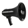 Black handheld megaphone with sturdy handle and wide sound projection cone Royalty Free Stock Photo