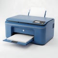 A blue printer with an open paper tray Royalty Free Stock Photo