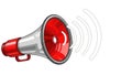 A vibrant red megaphone amplifying sound waves into the air Royalty Free Stock Photo
