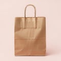 A brown paper bag with a handle on a plain background Royalty Free Stock Photo
