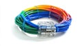 Rainbow Data: Multi-Colored Cables Tied Together with Clear USB Adapter and Zip Ties. Royalty Free Stock Photo