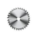 Close-up view of a circular metal saw blade with sharp teeth for cutting wood or metal Royalty Free Stock Photo