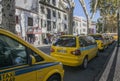 Funchal city, Madeira - streets of the capital; yellow taxis.