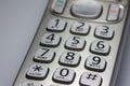 Close up abstract view of a cordless home phone keypad