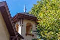 Simple Spanish style church steeple and bell tower Royalty Free Stock Photo