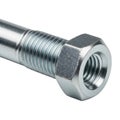 Close-up view of a stainless steel threaded bolt with hex head and nut Royalty Free Stock Photo