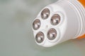 The image shows a close-up of a massage tool with multiple metal rollers Royalty Free Stock Photo