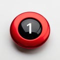 A red button with a black display showing the number one Royalty Free Stock Photo
