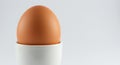 a single brown egg in a white egg cup on a white background - generated using ai Royalty Free Stock Photo