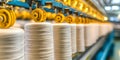 Textile Production Line with Spools of Thread Royalty Free Stock Photo