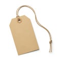 A close-up view of a brown paper tag attached to a piece of string Royalty Free Stock Photo