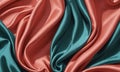 close-up view fabric with vibrant mix pink and blue hues, featuring textured and flowing appearance.