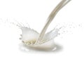 Milk being poured into a glass creating a splash of white liquid Royalty Free Stock Photo