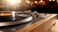 A close up of a turntable with a record on it. Royalty Free Stock Photo
