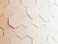 Hexagonal patterned wall tiles in light beige and white colors Royalty Free Stock Photo