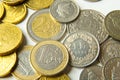 Euro and Swiss francs cents and coins Royalty Free Stock Photo