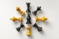 chess pieces circle on white background Royalty Free Stock Photo