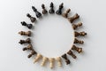 chess pieces circle on white background Royalty Free Stock Photo