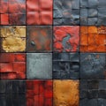 Image shows a collection of different colored metal tiles with a rough texture Royalty Free Stock Photo