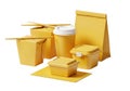 Assorted yellow gift boxes with ribbons and bows on a white background isolated on transparent background Royalty Free Stock Photo